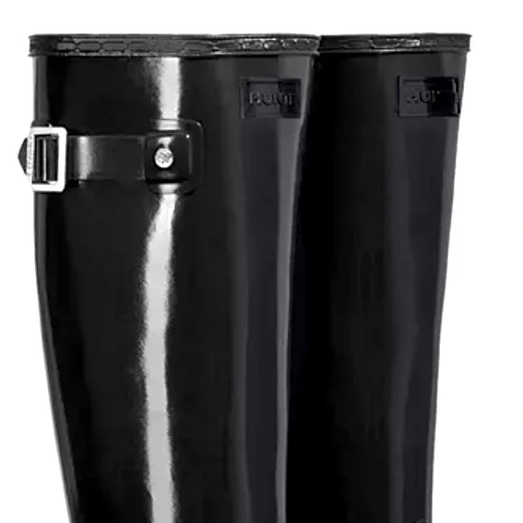 NEW Hunter Refined Original Tall Wellington Black Gloss Rain Waterproof Boot - Picture 7 of 14